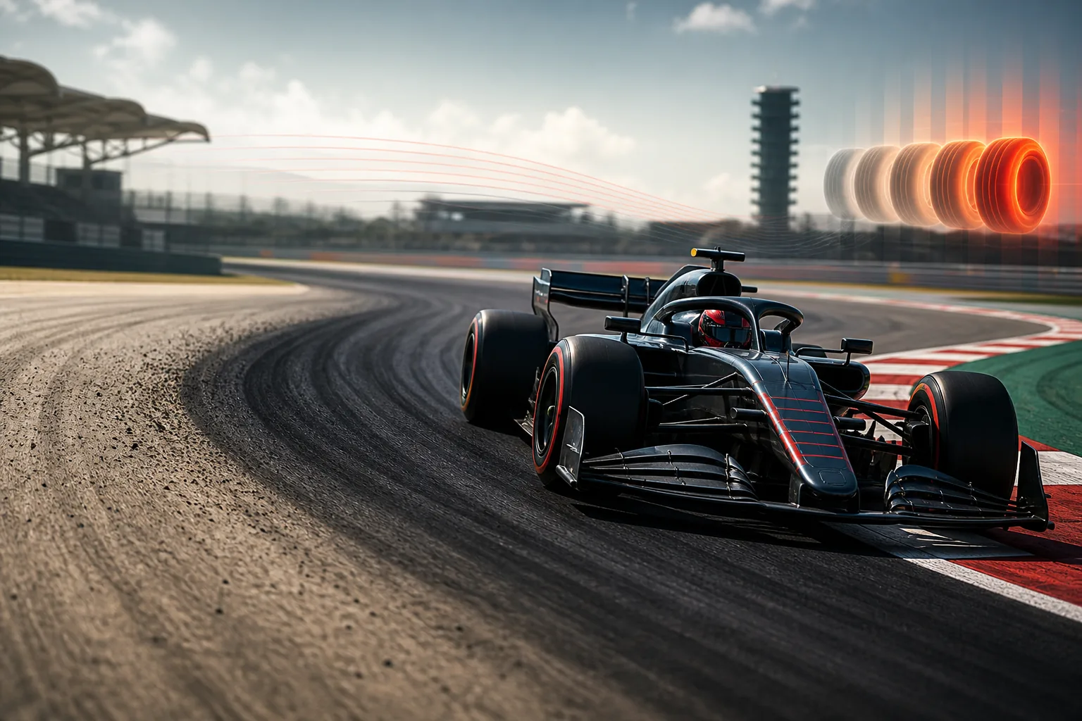 ラバーが乗ったレーシングラインを走るF1マシンと予選中に変化する路面グリップ